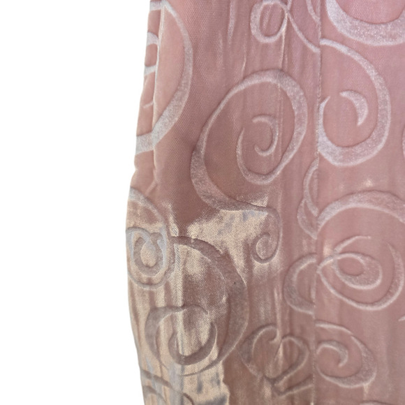 Vintage 80s Pink Velvet Dress with Abstract Swirl Pattern  Keyhole Retro Glam - Picture 3 of 9